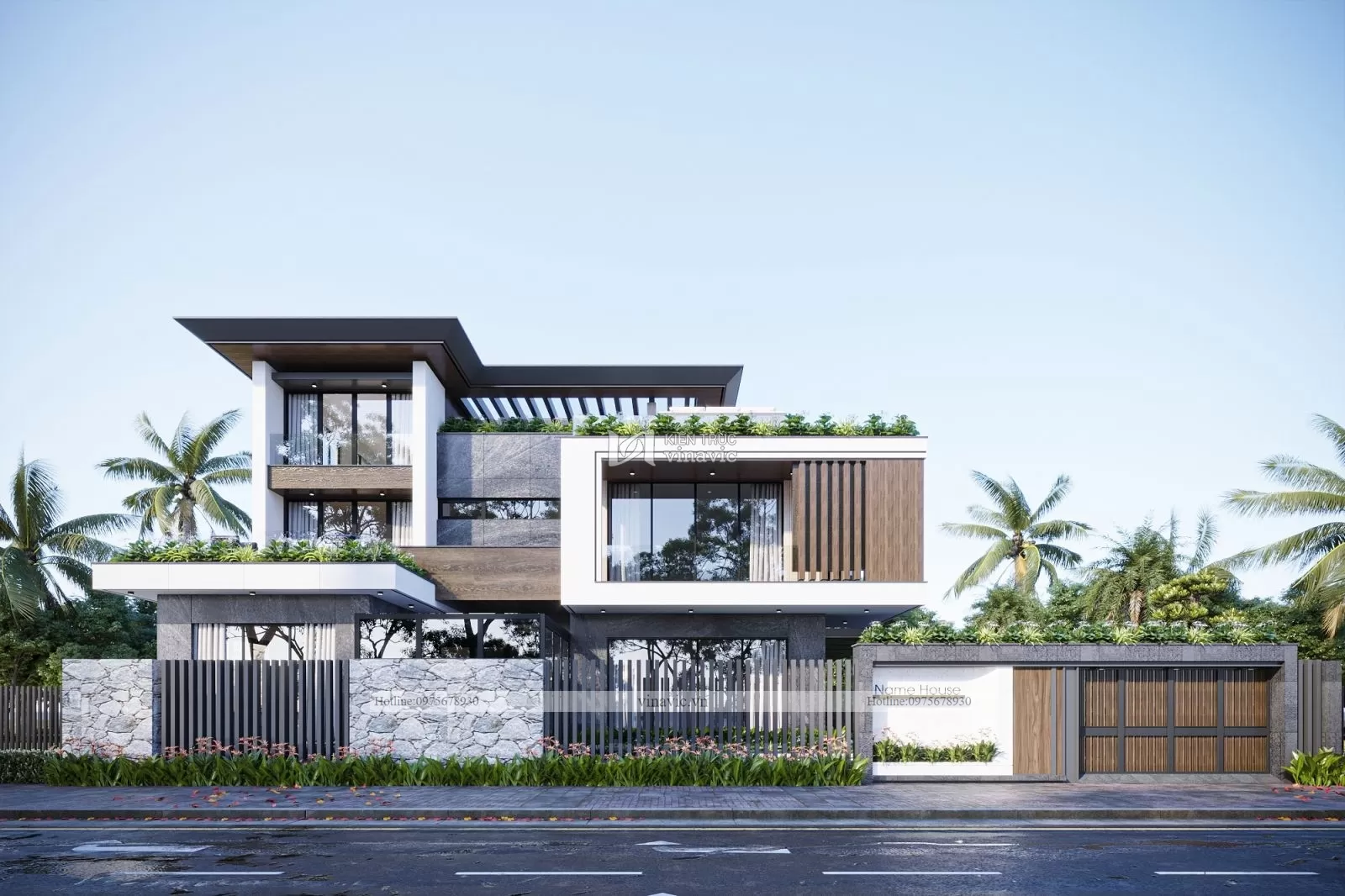 Biệt thự hiện đại với màu trung tính đẹp mắt