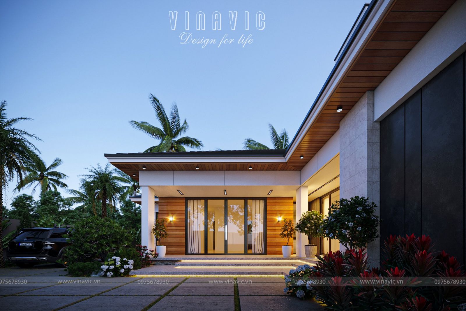 Thiết kế biệt thự 1 tầng mái Nhật hiện đại BT2274 