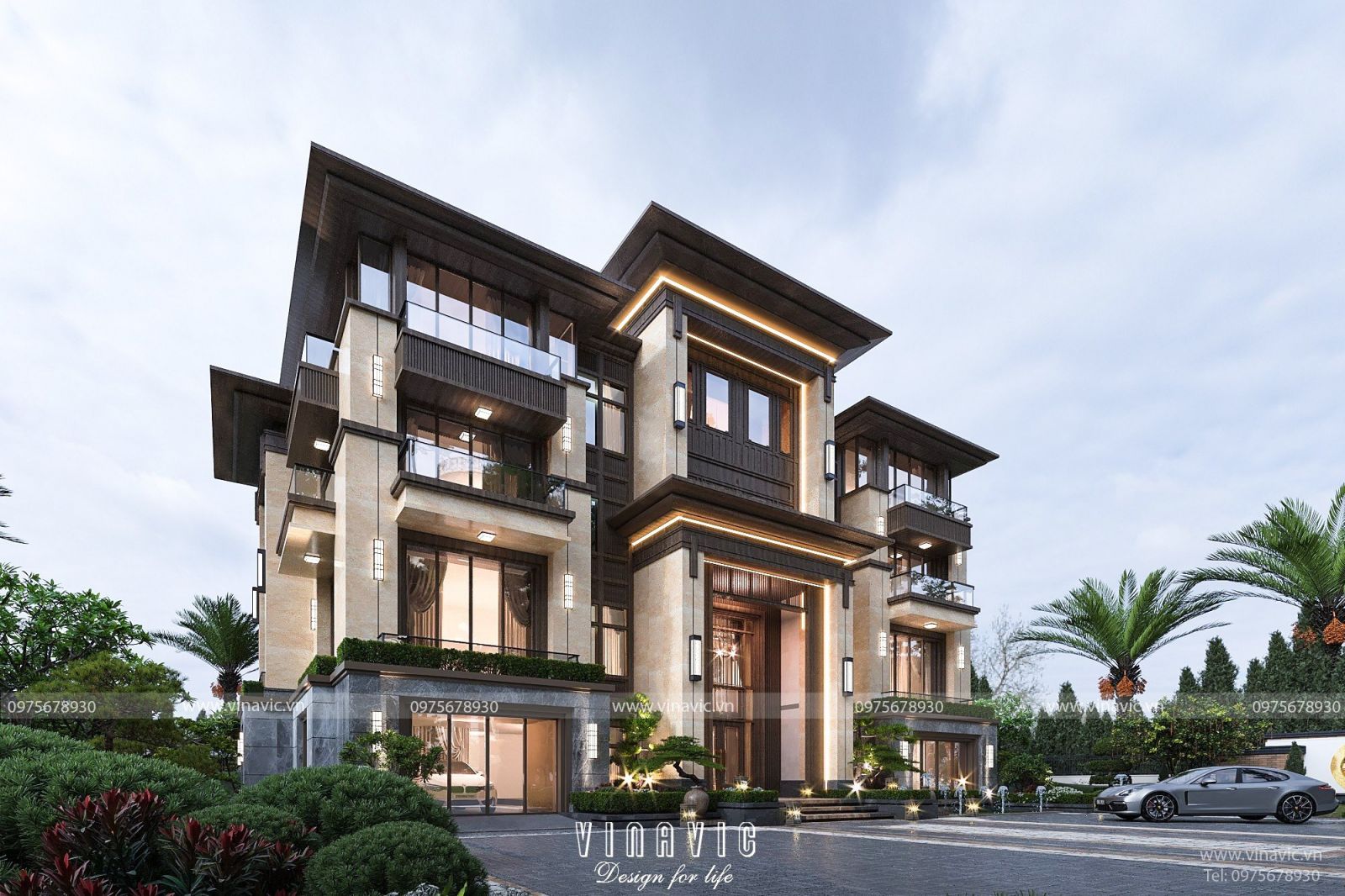 Góc nghiêng biệt thự trệt hiện đại 3 tầng 475m2 mái bằng BT2277