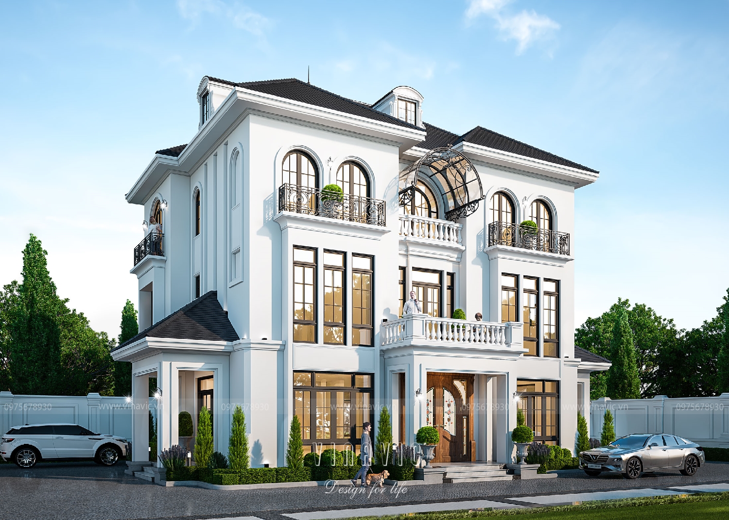 Phối cảnh biệt thự 3 tầng tân cổ điển