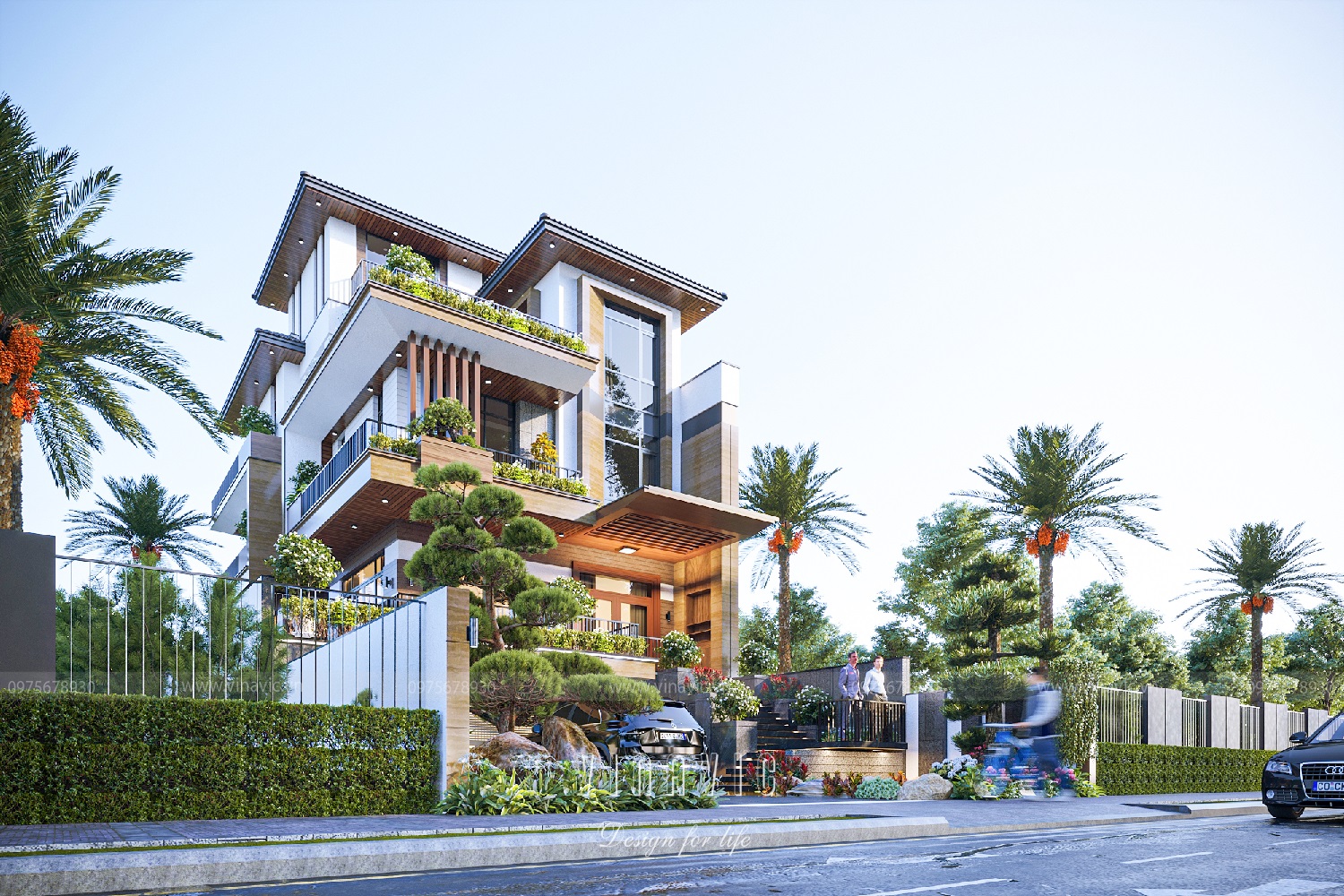 Biệt thự có hình khối kiến trúc hiện đại, khỏe khoắn