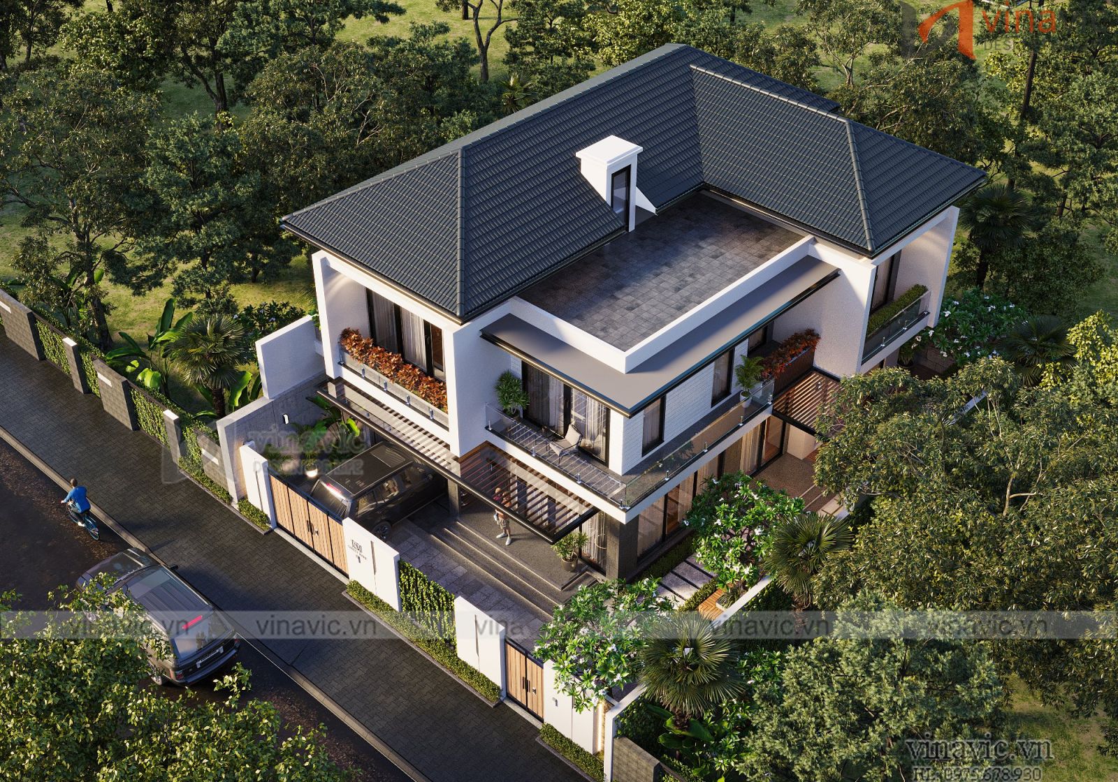 Biệt thự chữ L 2 tầng bề thế, đẳng cấp