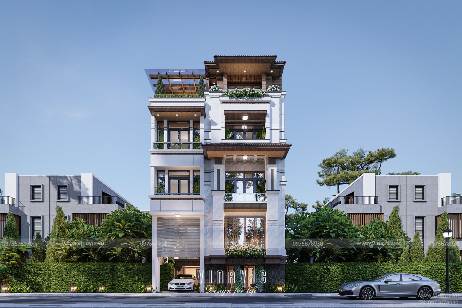 Vật liệu cao cấp được sử dụng cho mặt tiền