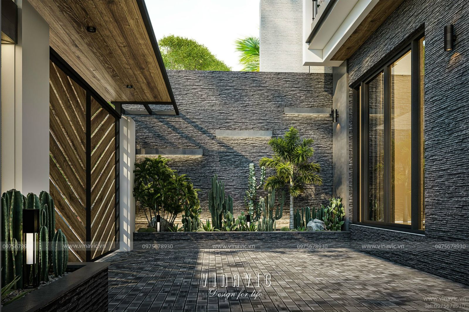 Thiết kế biệt thự mini 2 tầng hiện đại mái nhật 99m2 BT2313