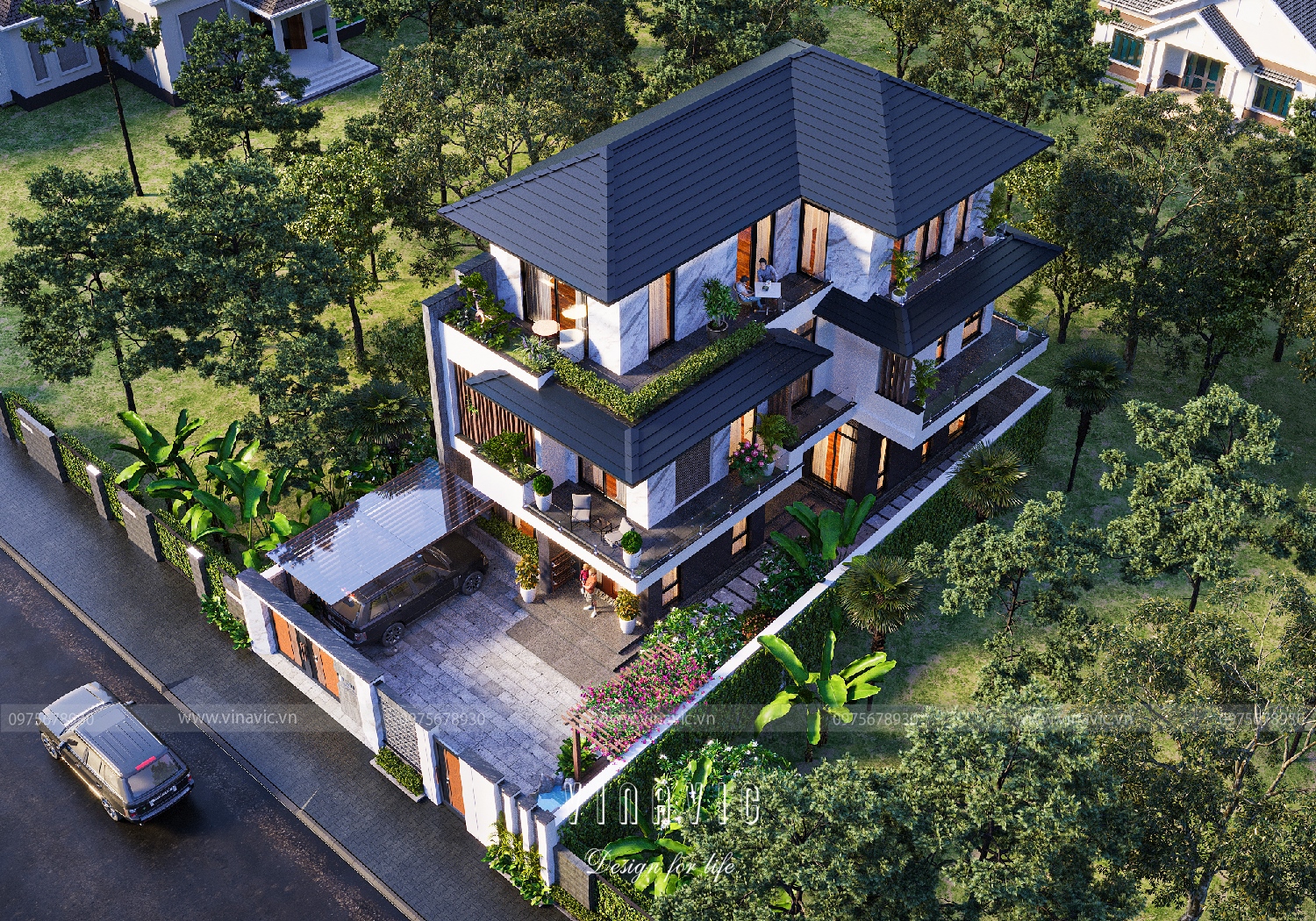 Thiết kế nhà chữ L tiện nghi, sang trọng