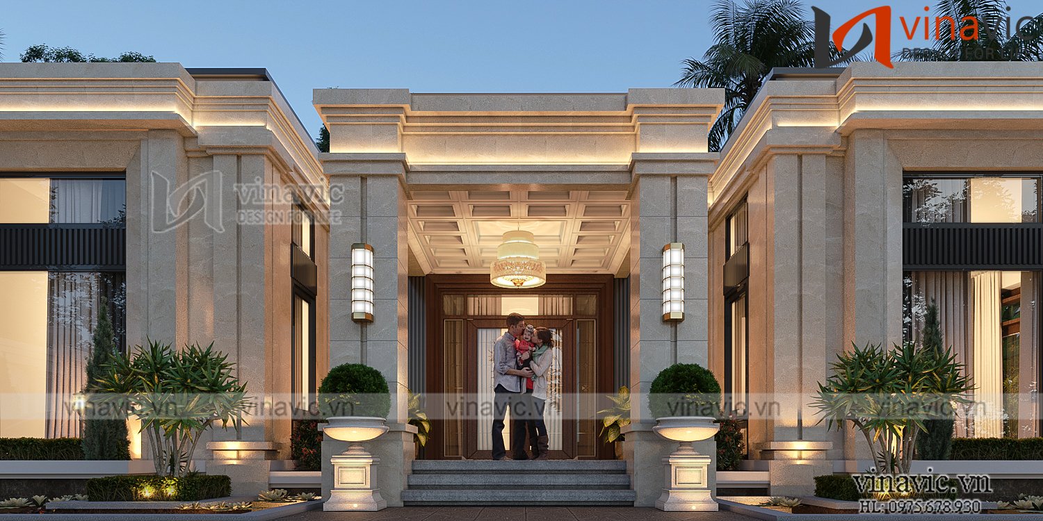 Phối cảnh mặt tiền biệt thự vườn 1 tầng