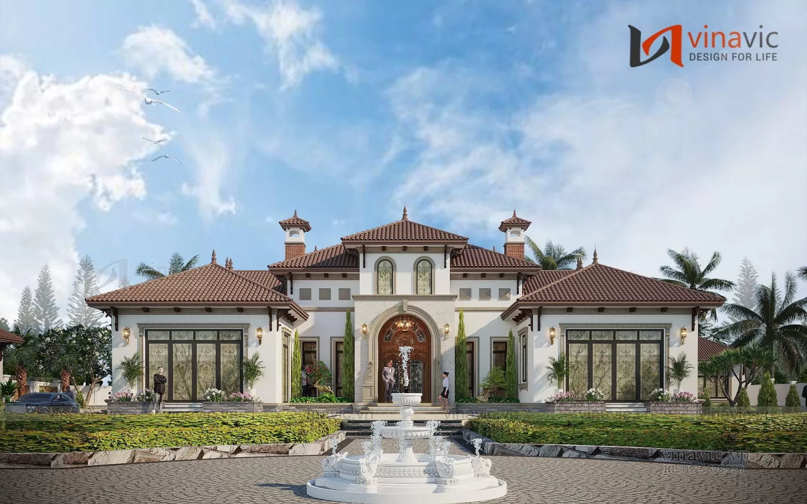 Phói cảnh thiết kế biệt thự kiểu địa trung hải