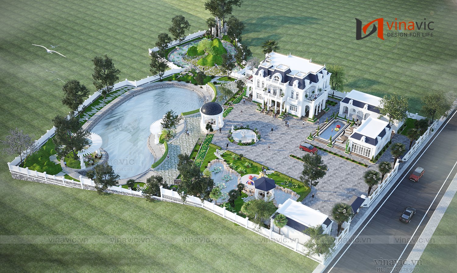 Thiết kế bể bơi bên hông biệt thự gia đình cao cấp