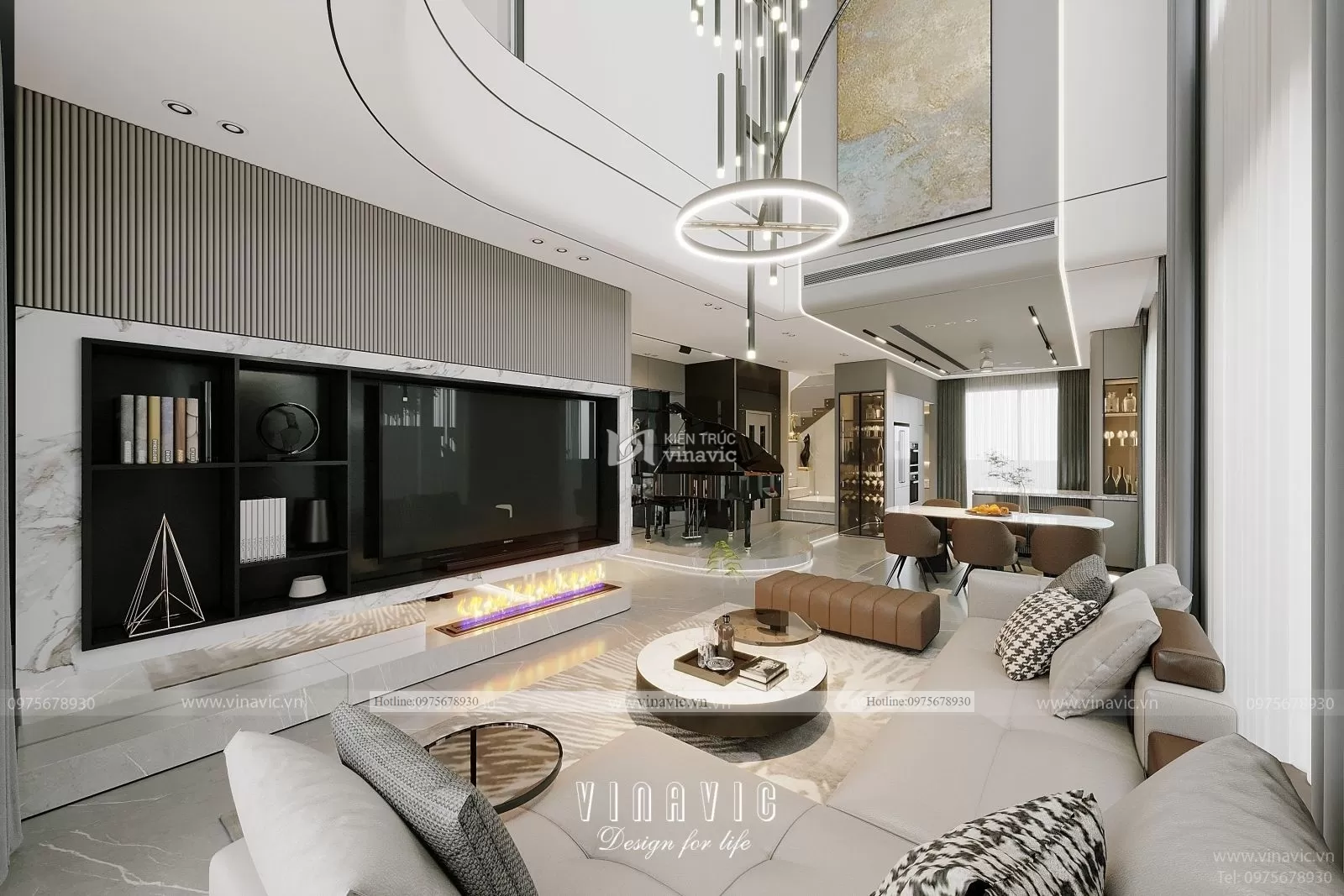 Thiết kế nội thất biệt thự hiện đại nhà chị Hoàng Hà Nội NT2302