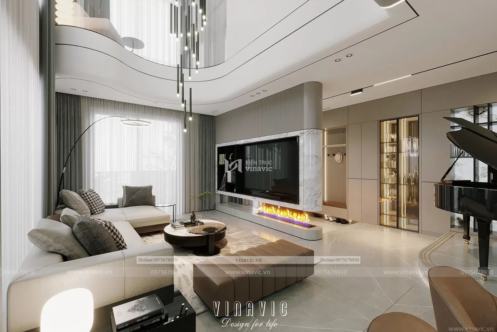 Thiết kế nội thất biệt thự hiện đại nhà chị Hoàng Hà Nội NT2302