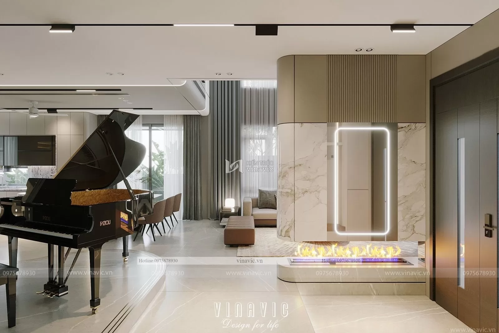 Thiết kế nội thất biệt thự hiện đại nhà chị Hoàng Hà Nội NT2302