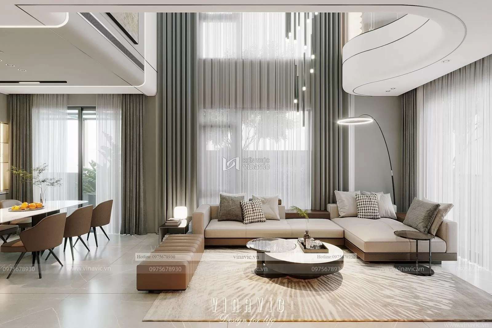 Thiết kế nội thất biệt thự hiện đại nhà chị Hoàng Hà Nội NT2302