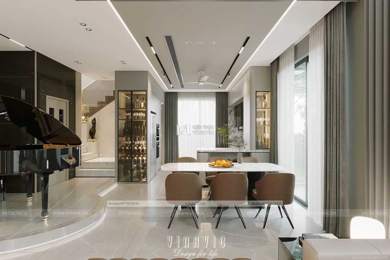 Thiết kế nội thất biệt thự hiện đại nhà chị Hoàng Hà Nội NT2302