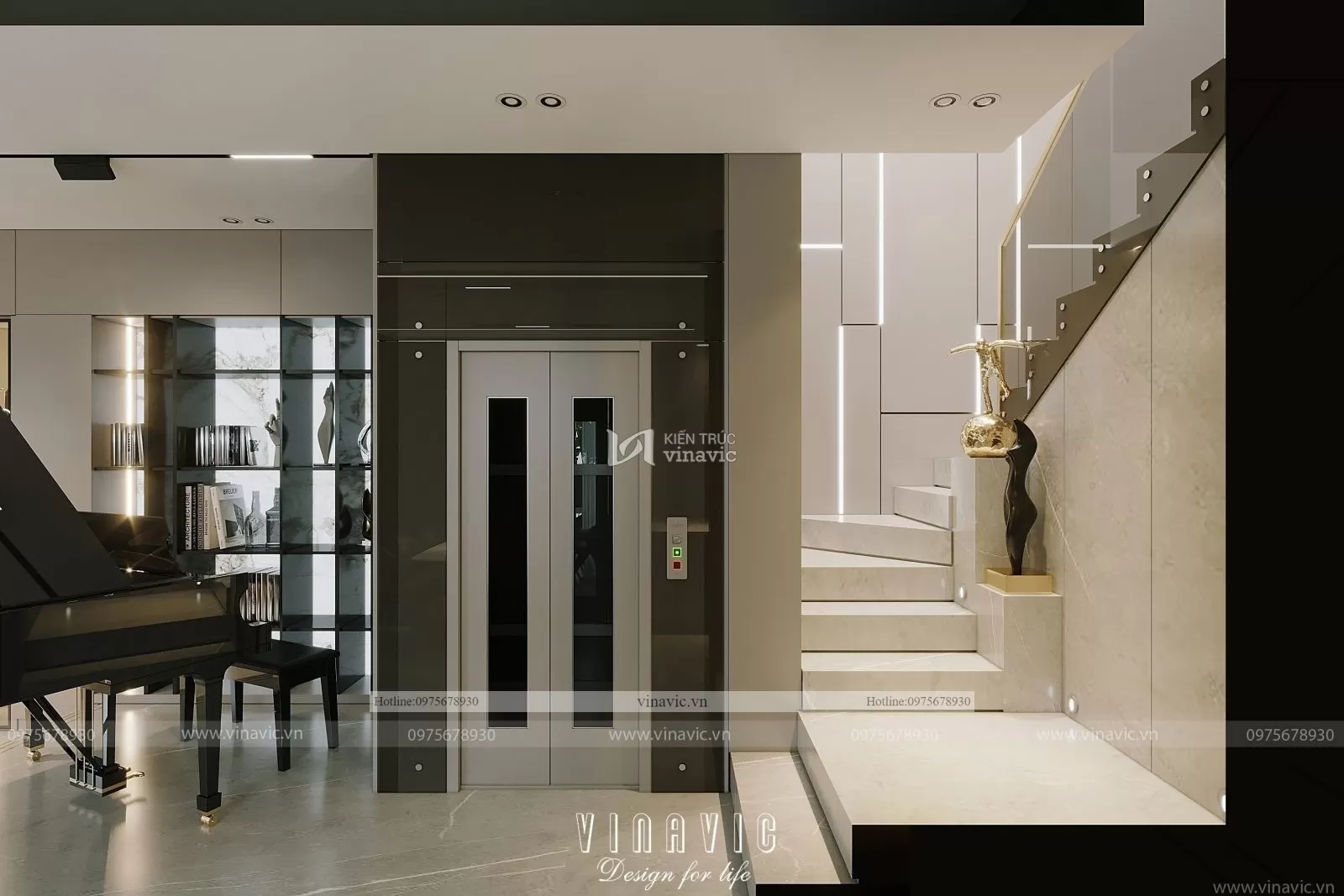 Thiết kế nội thất biệt thự hiện đại nhà chị Hoàng Hà Nội NT2302