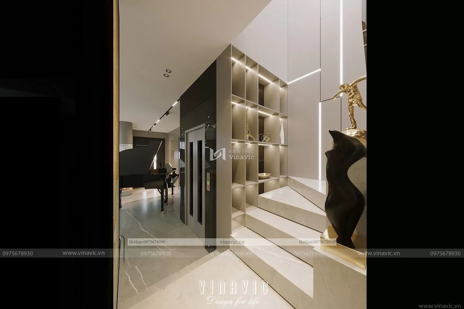 Thiết kế nội thất biệt thự hiện đại nhà chị Hoàng Hà Nội NT2302