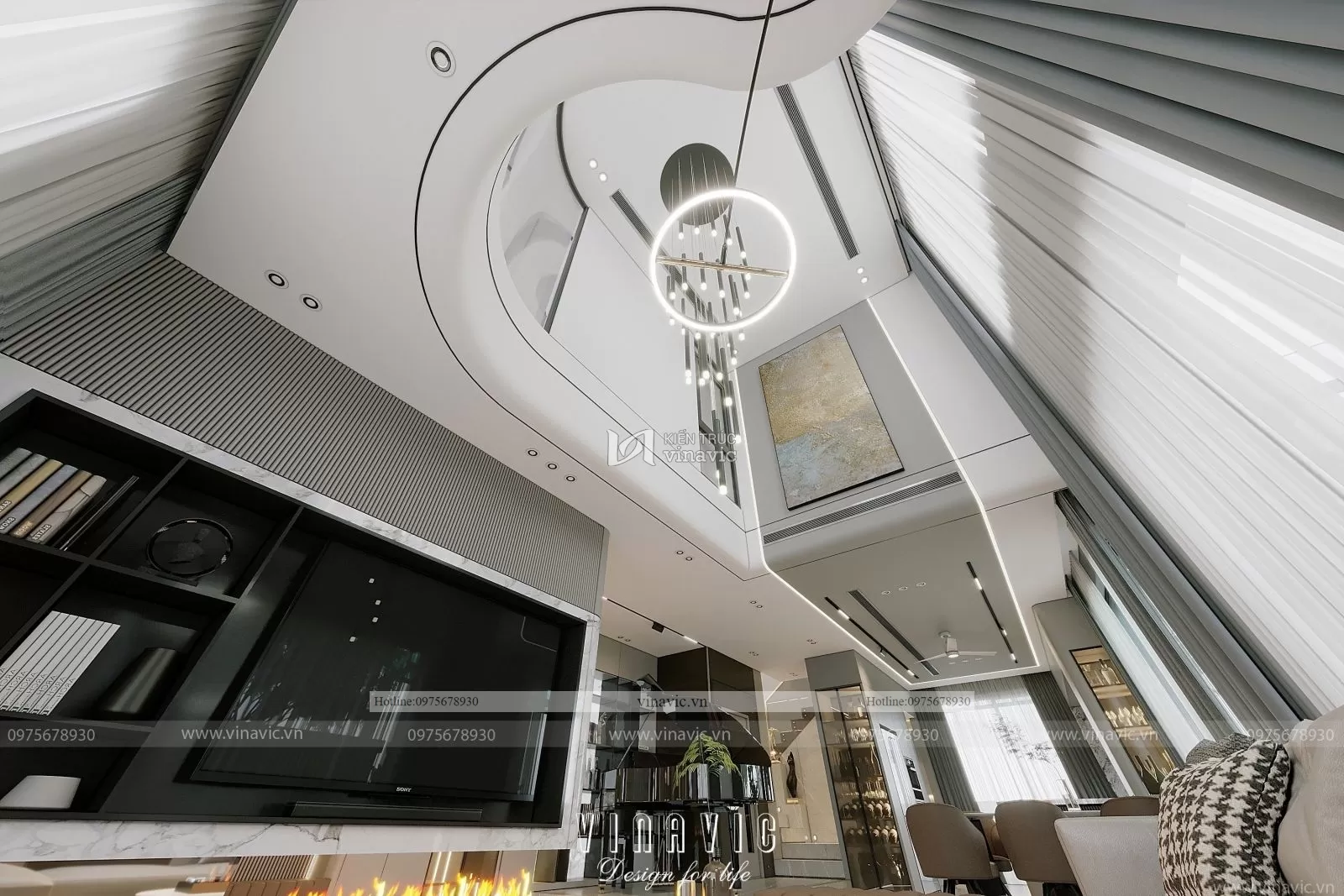 Thiết kế nội thất biệt thự hiện đại nhà chị Hoàng Hà Nội NT2302