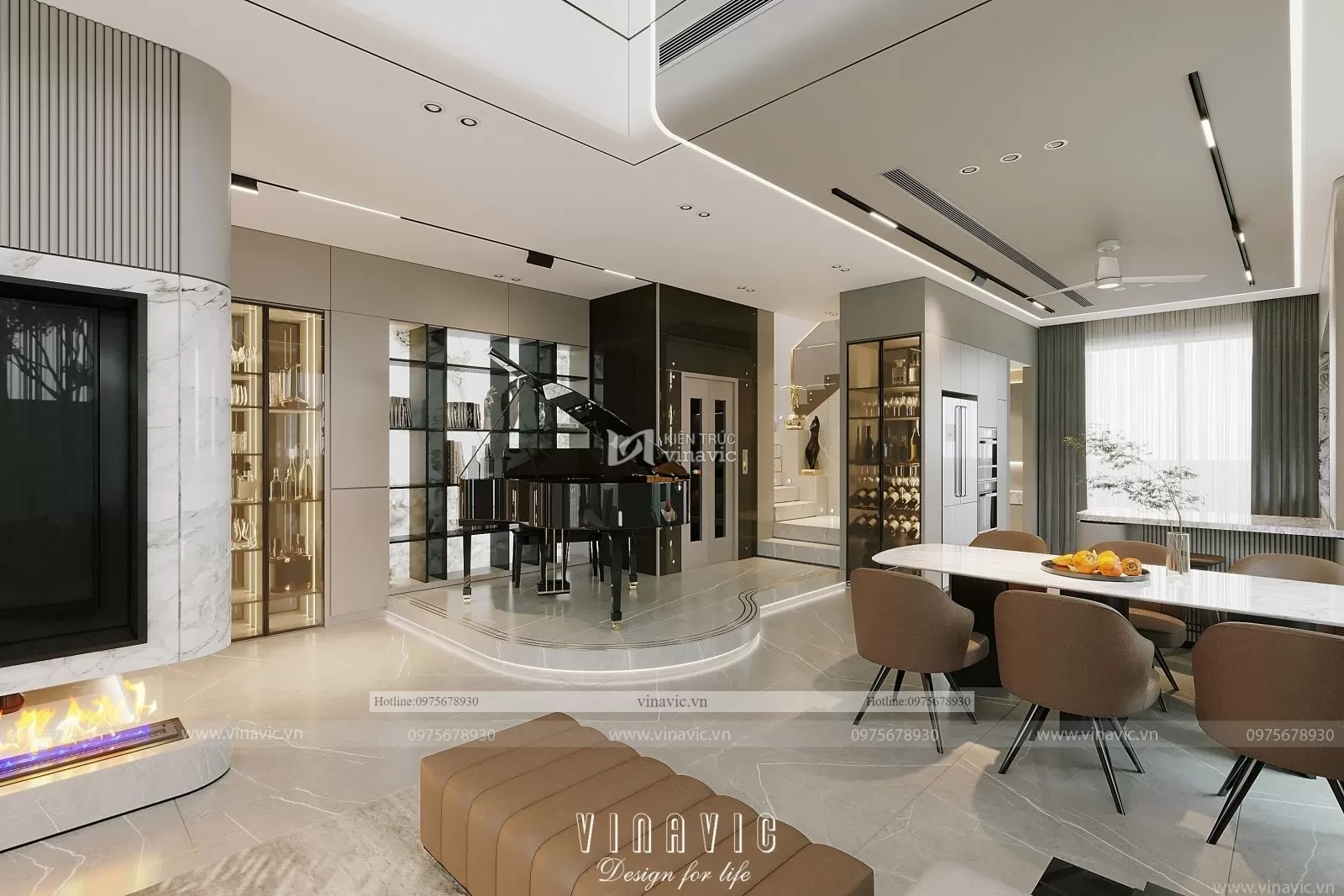 Thiết kế nội thất biệt thự hiện đại nhà chị Hoàng Hà Nội NT2302