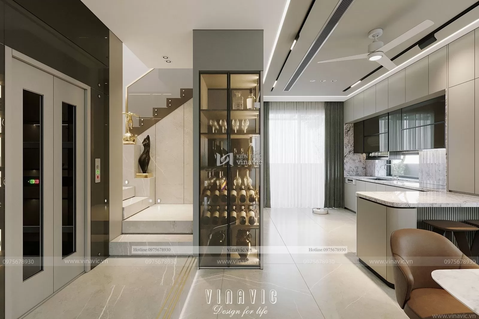 Thiết kế nội thất biệt thự hiện đại nhà chị Hoàng Hà Nội NT2302