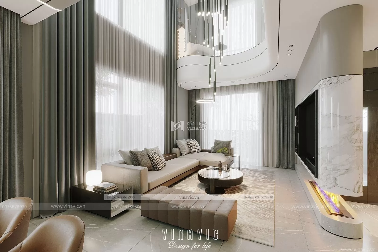 Thiết kế nội thất biệt thự hiện đại nhà chị Hoàng Hà Nội NT2302