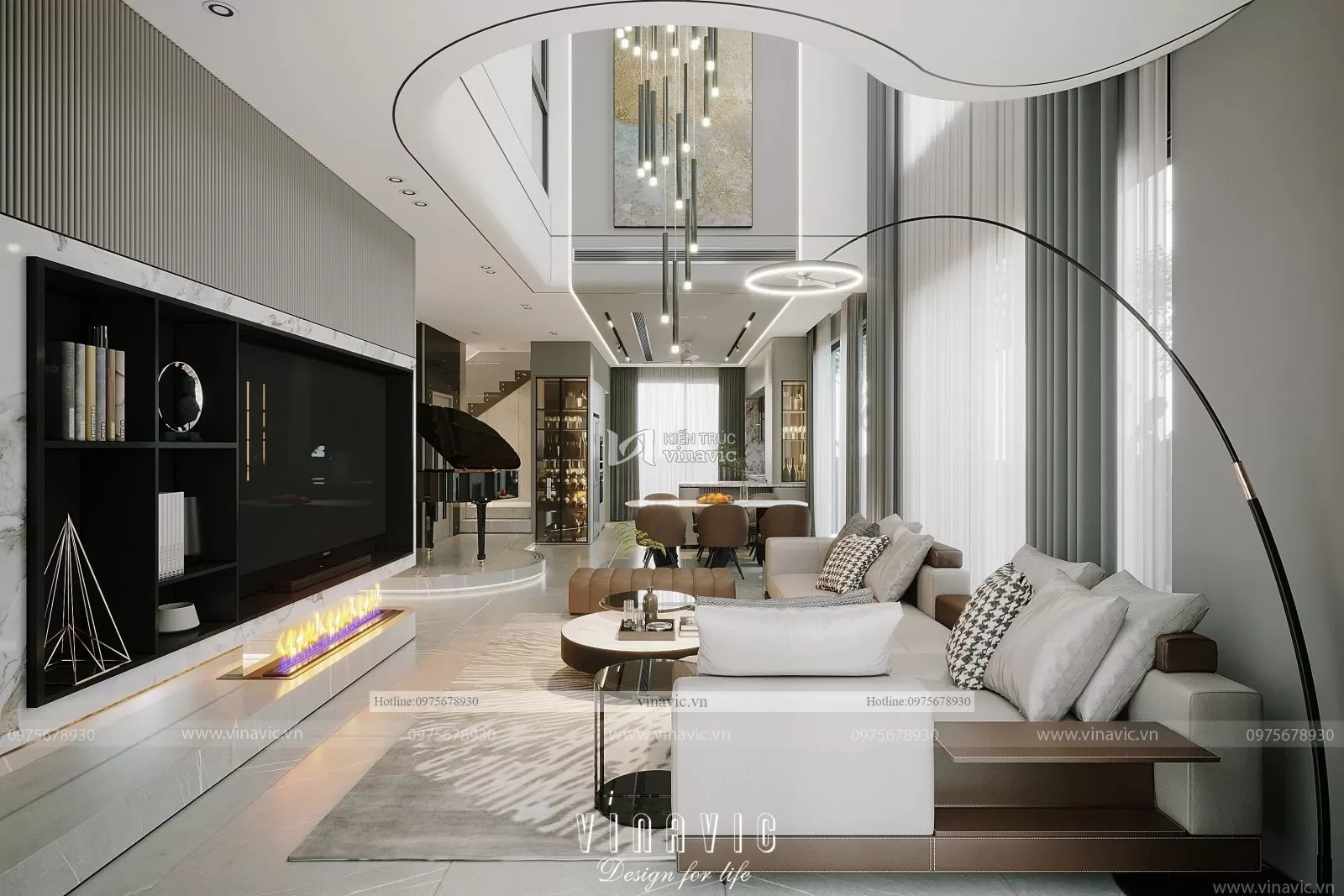 Thiết kế nội thất biệt thự hiện đại nhà chị Hoàng Hà Nội NT2302