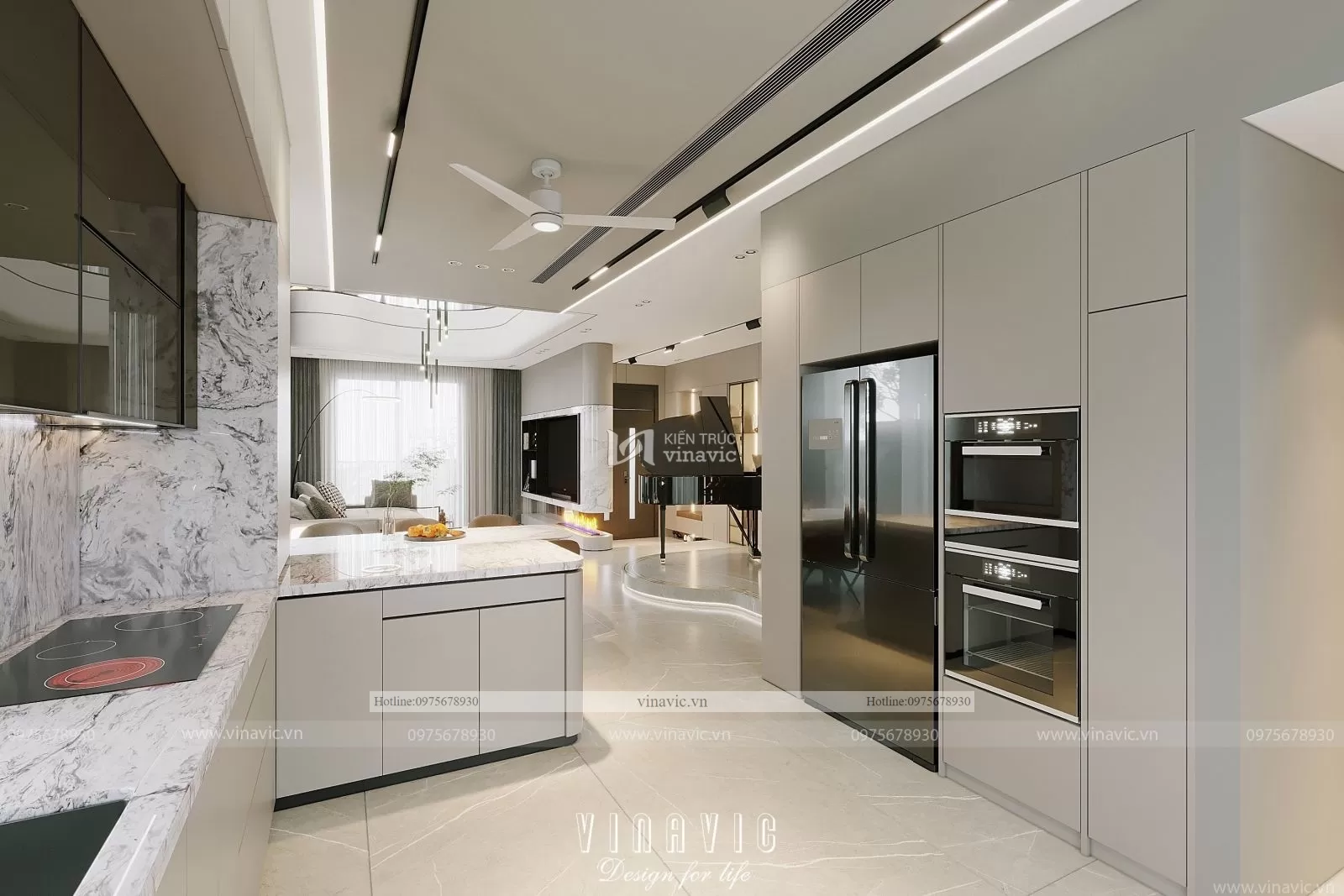 Thiết kế nội thất biệt thự hiện đại nhà chị Hoàng Hà Nội NT2302