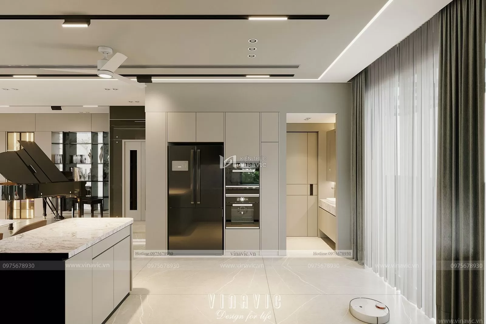 Thiết kế nội thất biệt thự hiện đại nhà chị Hoàng Hà Nội NT2302