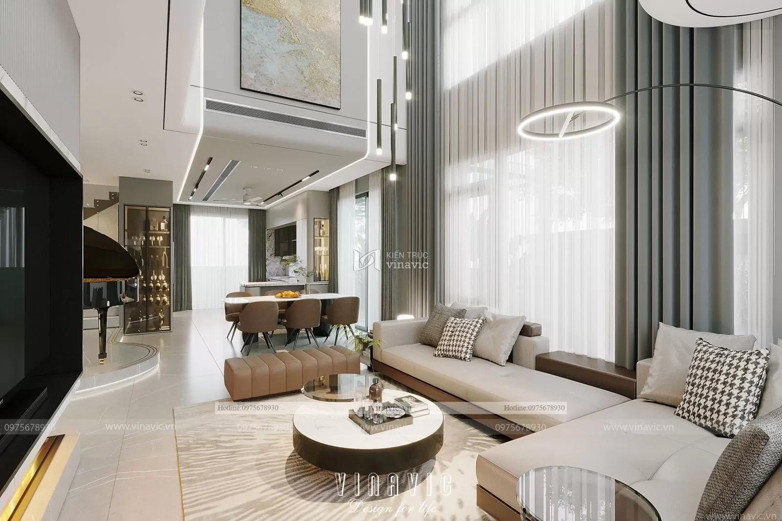 Thiết kế nội thất biệt thự hiện đại nhà chị Hoàng Hà Nội NT2302