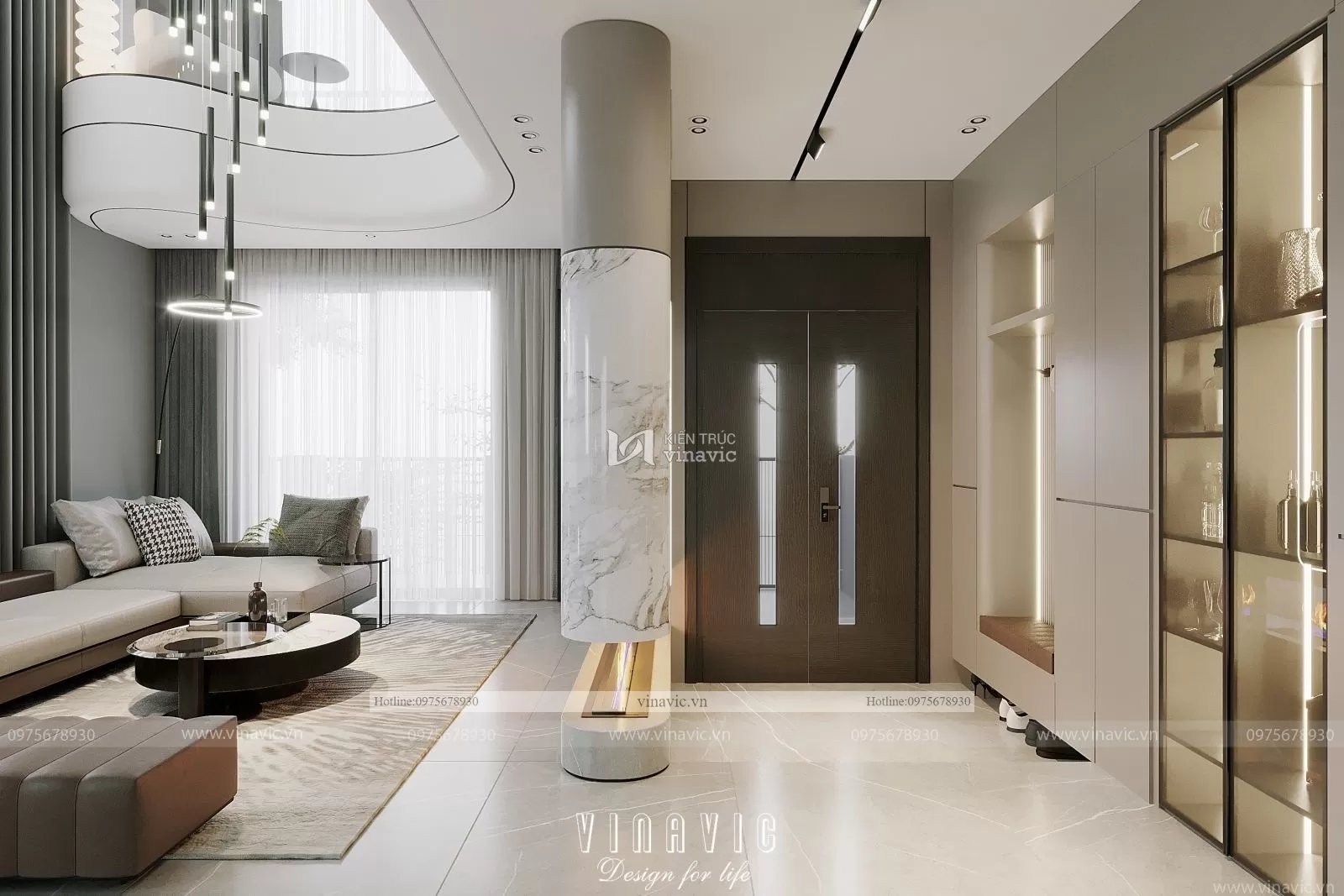 Thiết kế nội thất biệt thự hiện đại nhà chị Hoàng Hà Nội NT2302