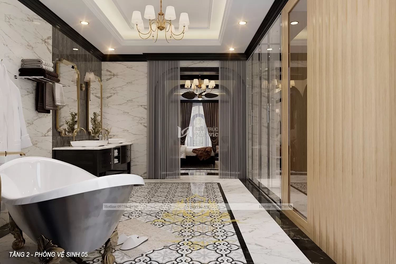 Thiết kế nội thất indochine sang trọng nhà anh Thế Vĩnh Phúc NT2303