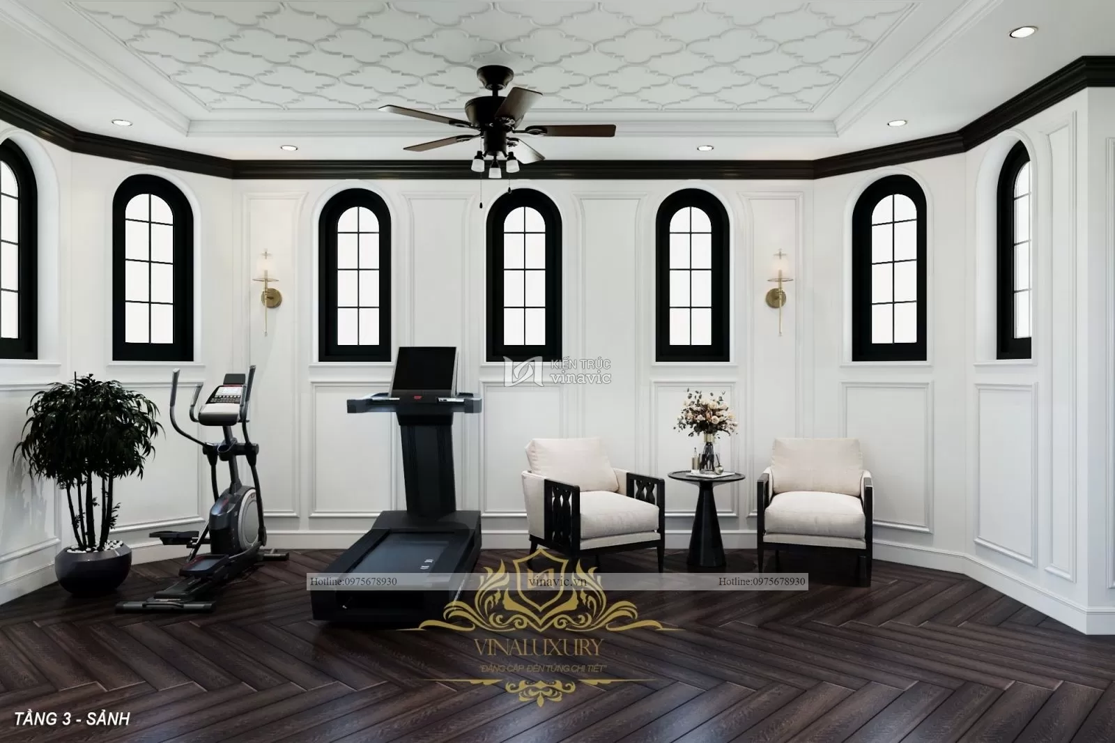 Thiết kế nội thất indochine sang trọng nhà anh Thế Vĩnh Phúc NT2303