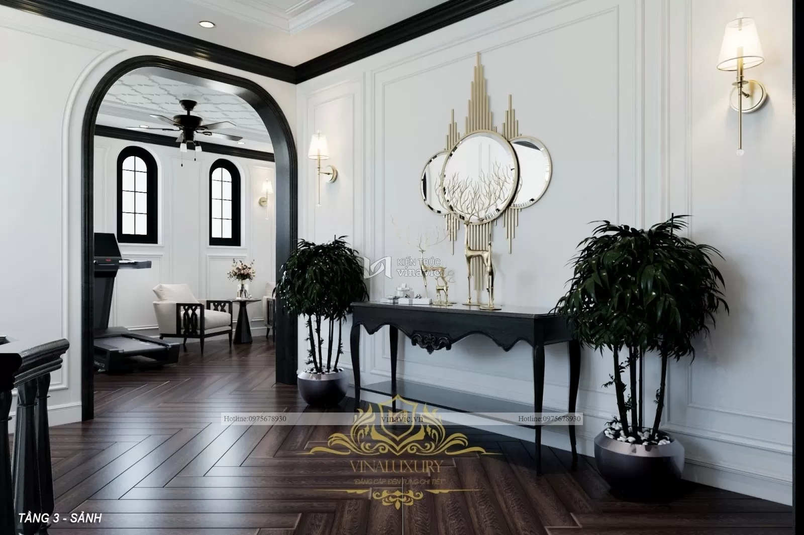 Thiết kế nội thất indochine sang trọng nhà anh Thế Vĩnh Phúc NT2303