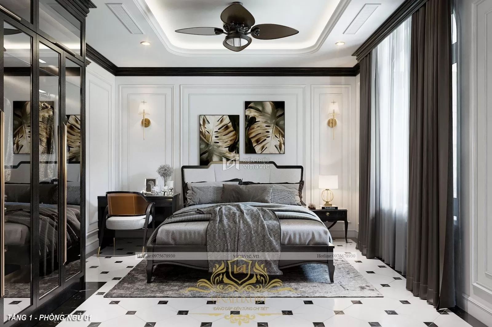 Thiết kế nội thất indochine sang trọng nhà anh Thế Vĩnh Phúc NT2303