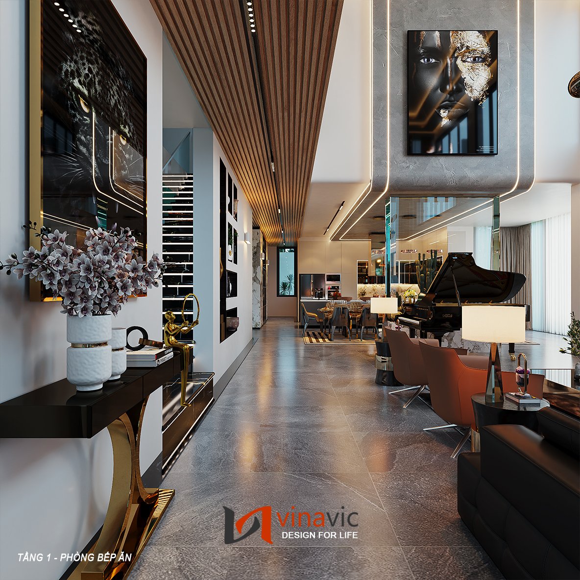 Thiết kế nội thất đẹp thông tầng anh Tuấn Anh Hưng Yên NT2306