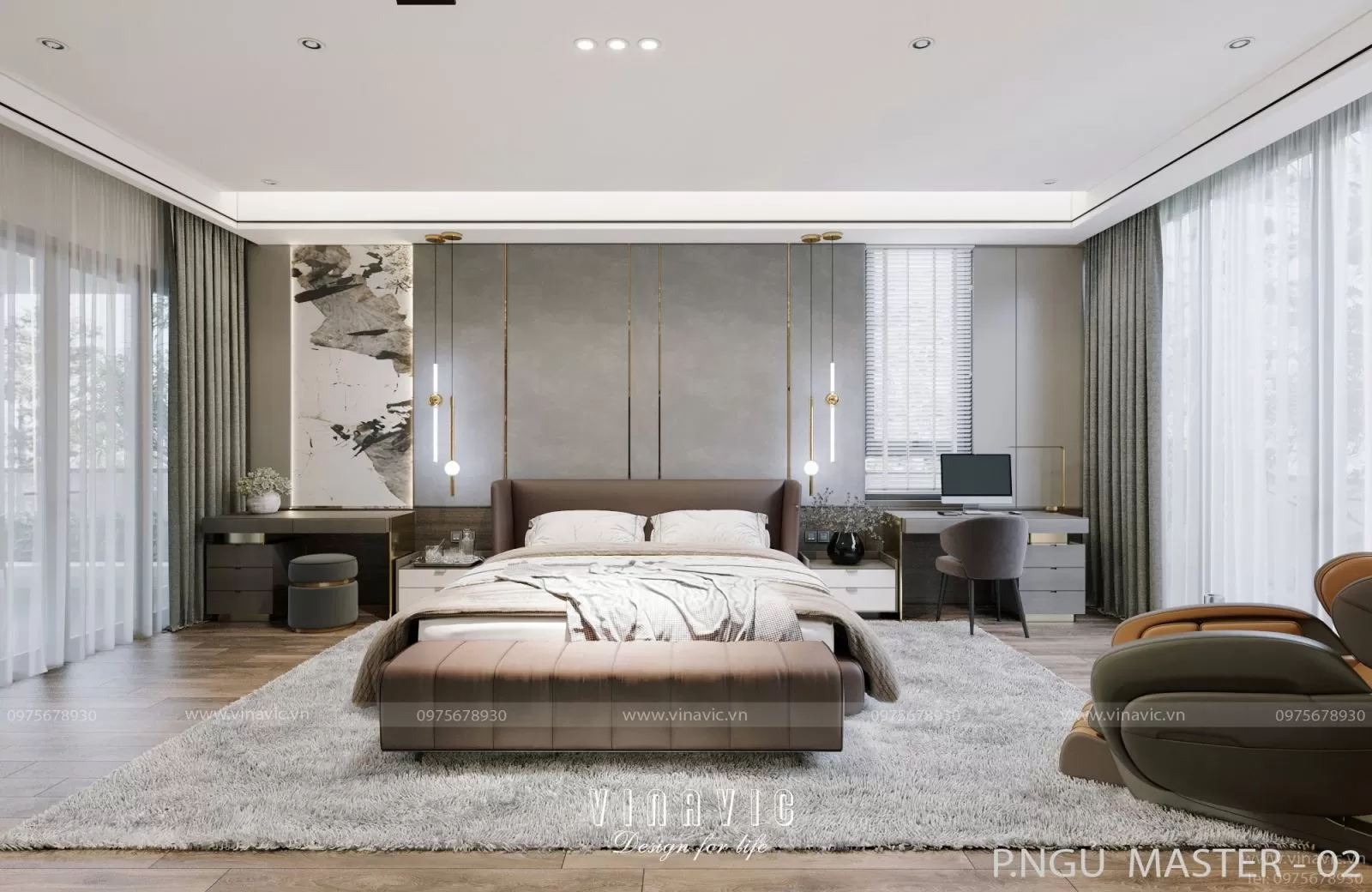 Không gian bên trong phòng ngủ tạo cảm giác ấm cúng