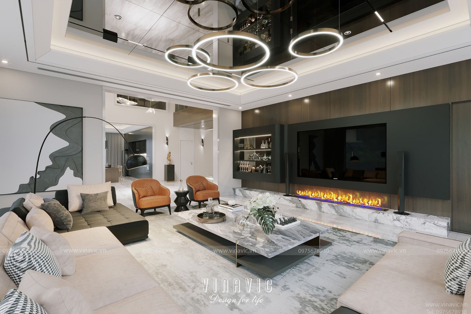 Thiết kế nội thất biệt thự 3 tầng hiện đại (CĐT: Mr Dương-Bắc Giang) NT2310