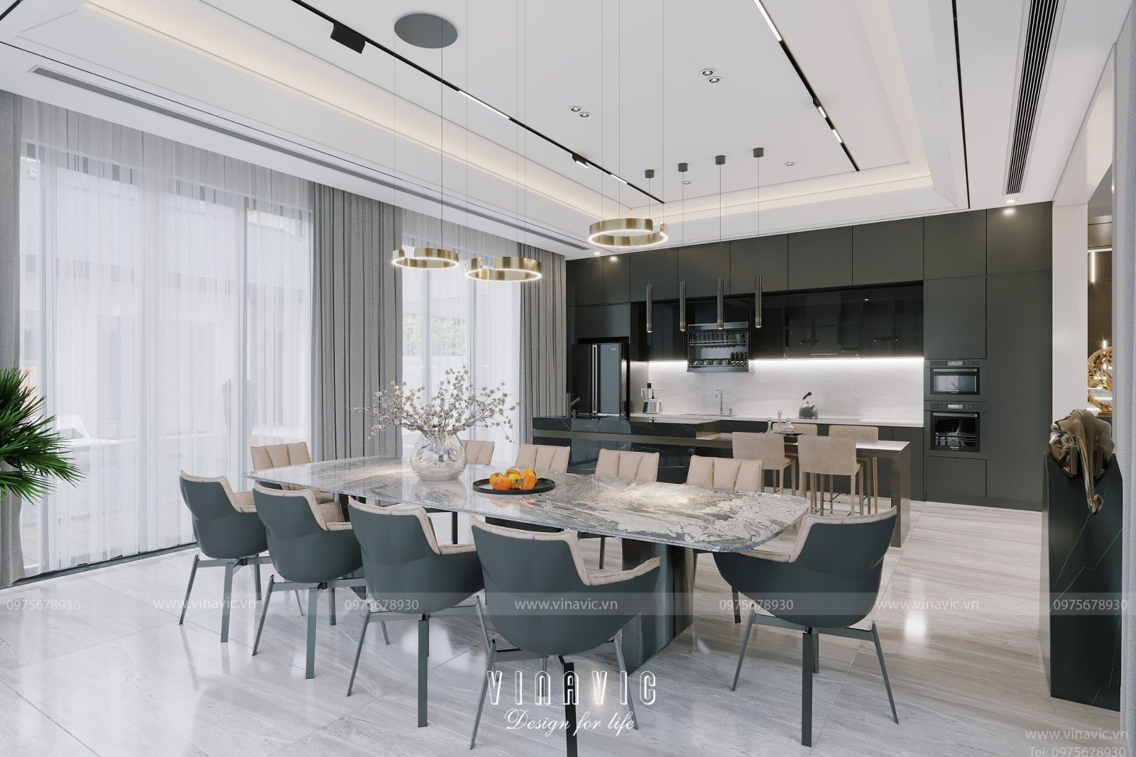 Thiết kế nội thất biệt thự 3 tầng hiện đại (CĐT: Mr Dương-Bắc Giang) NT2310