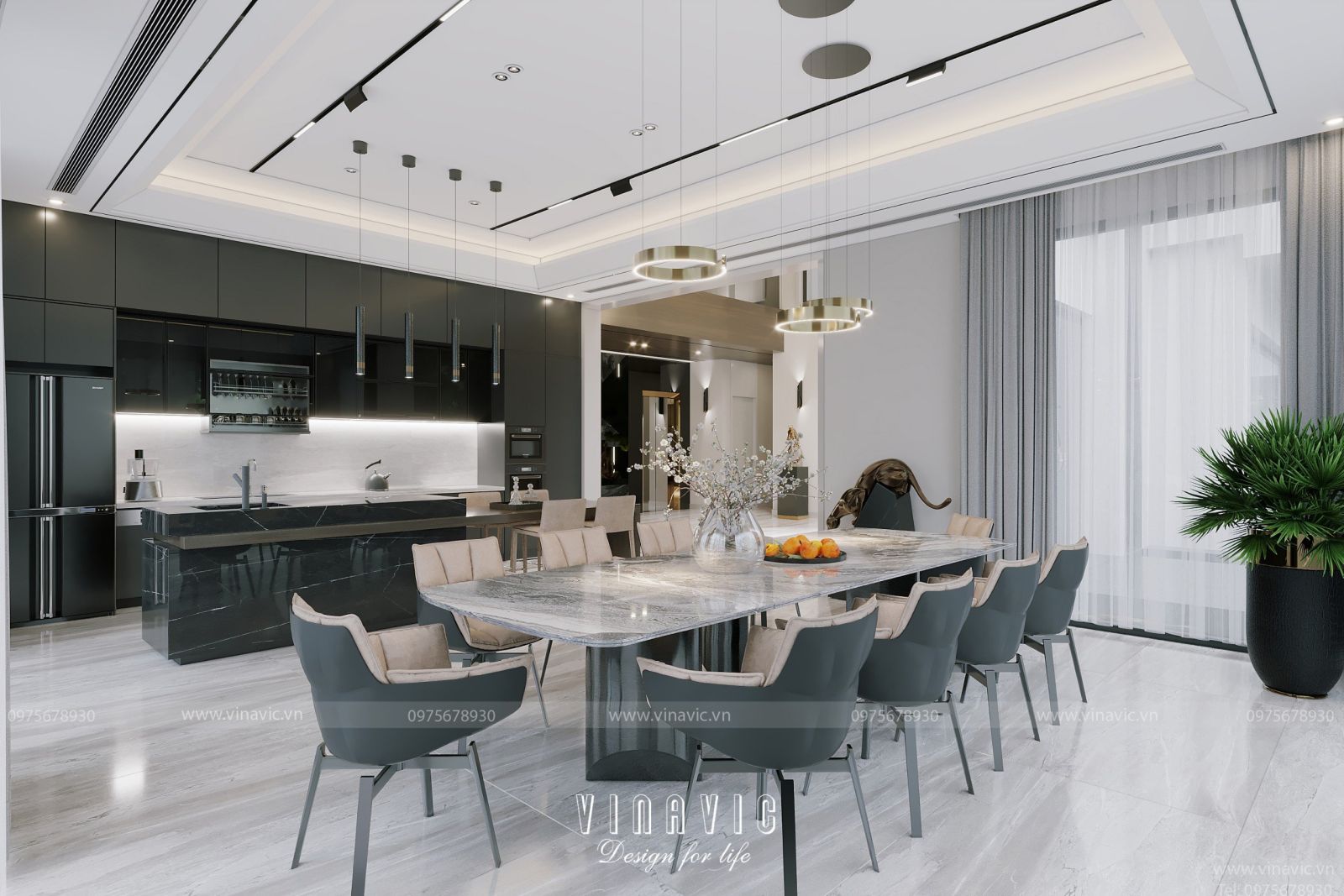 Thiết kế nội thất biệt thự 3 tầng hiện đại (CĐT: Mr Dương-Bắc Giang) NT2310