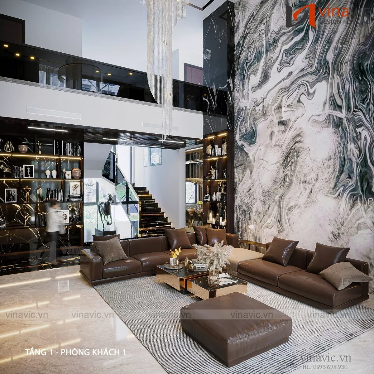 Thiết kế nội thất phòng khách nhà phố hiện đại (CĐT: Mr Dũng - Vĩnh Phúc) NT2311