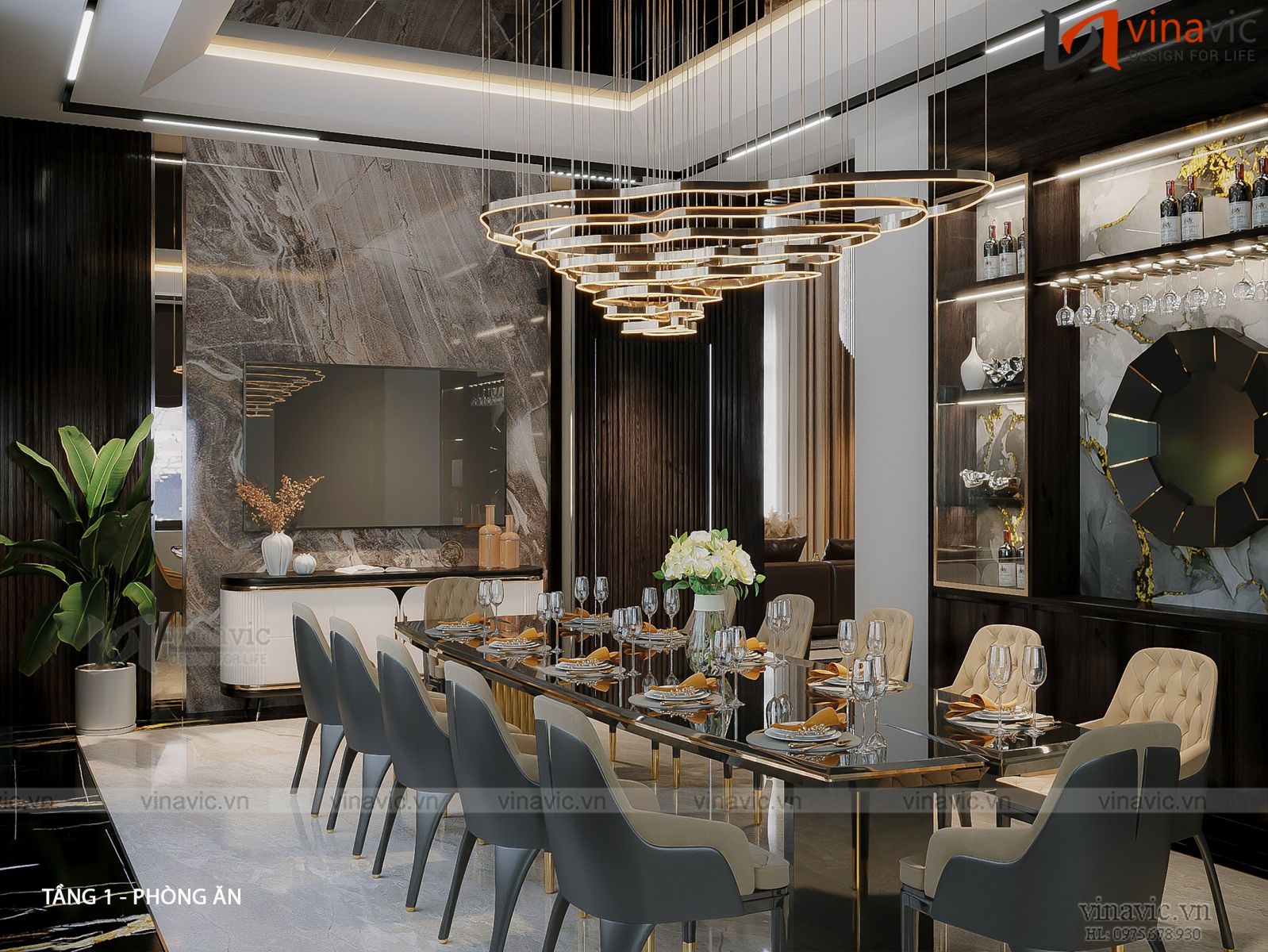 Thiết kế nội thất biệt thự 2 tầng hiện đại (CĐT: Mr Dũng - Vĩnh Phúc) NT2311