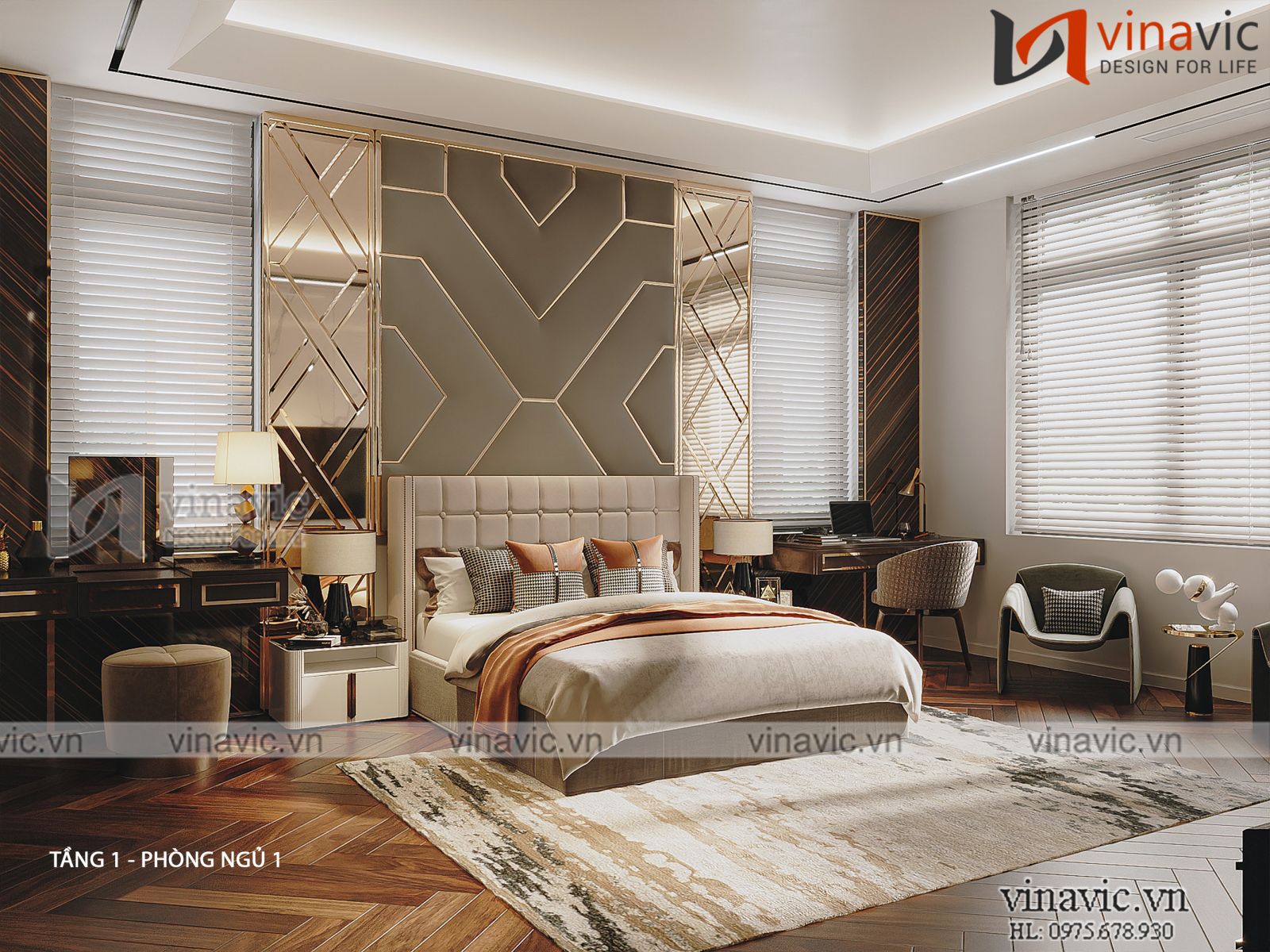 Thiết kế nội thất biệt thự 2 tầng hiện đại (CĐT: Mr Dũng - Vĩnh Phúc) NT2311