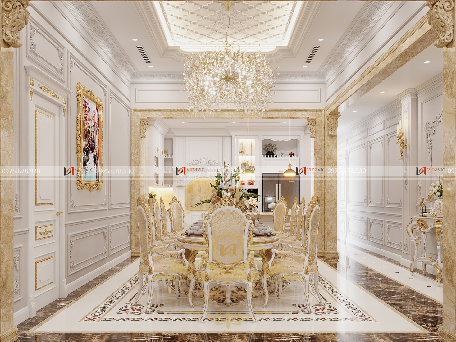 Thiết kế nội thất biệt thự tân cổ điển (CĐT: Mr Hòa - Bình Định) NT2312