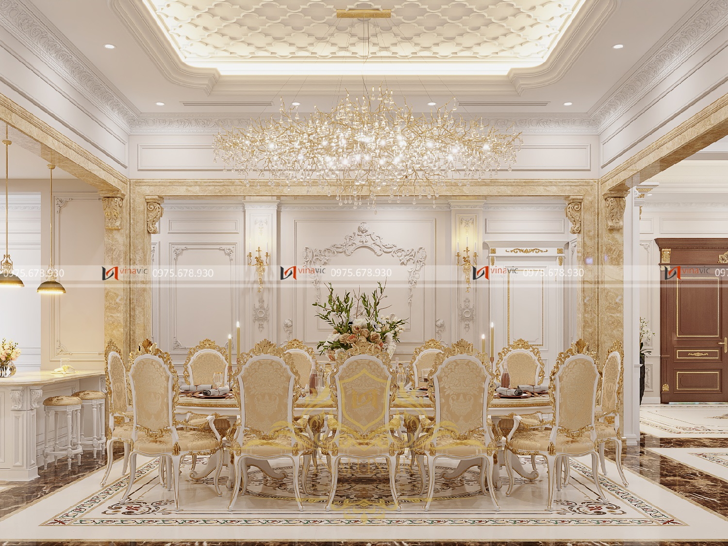 Thiết kế nội thất biệt thự tân cổ điển (CĐT: Mr Hòa - Bình Định) NT2312