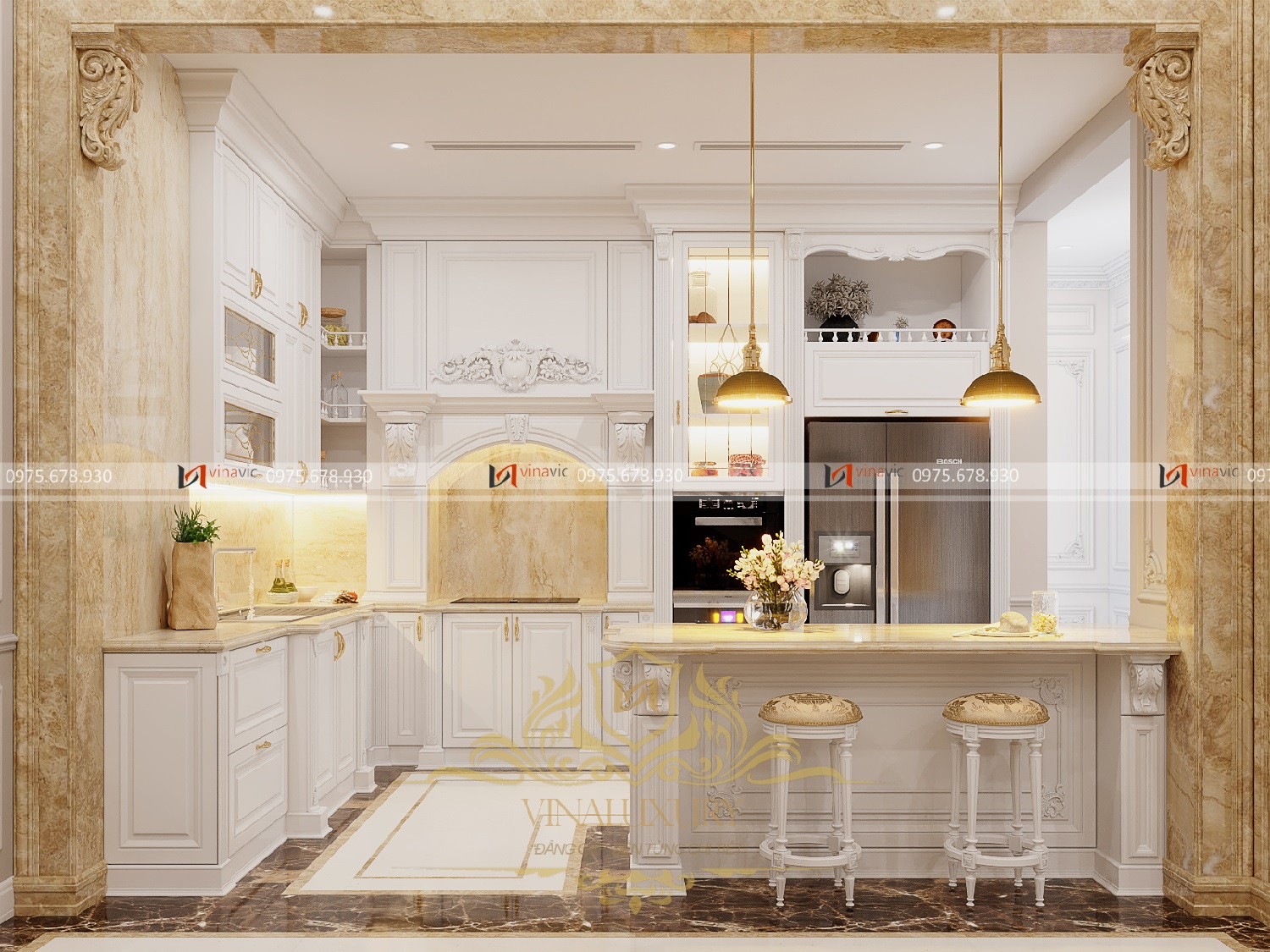 Thiết kế nội thất biệt thự tân cổ điển (CĐT: Mr Hòa - Bình Định) NT2312