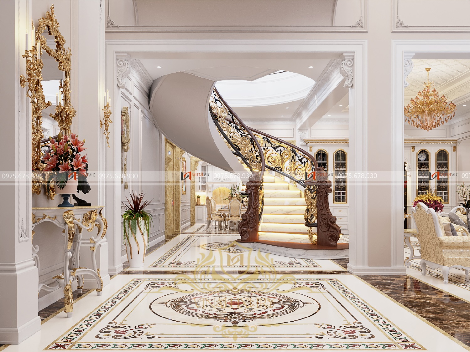 Thiết kế nội thất biệt thự tân cổ điển (CĐT: Mr Hòa - Bình Định) NT2312