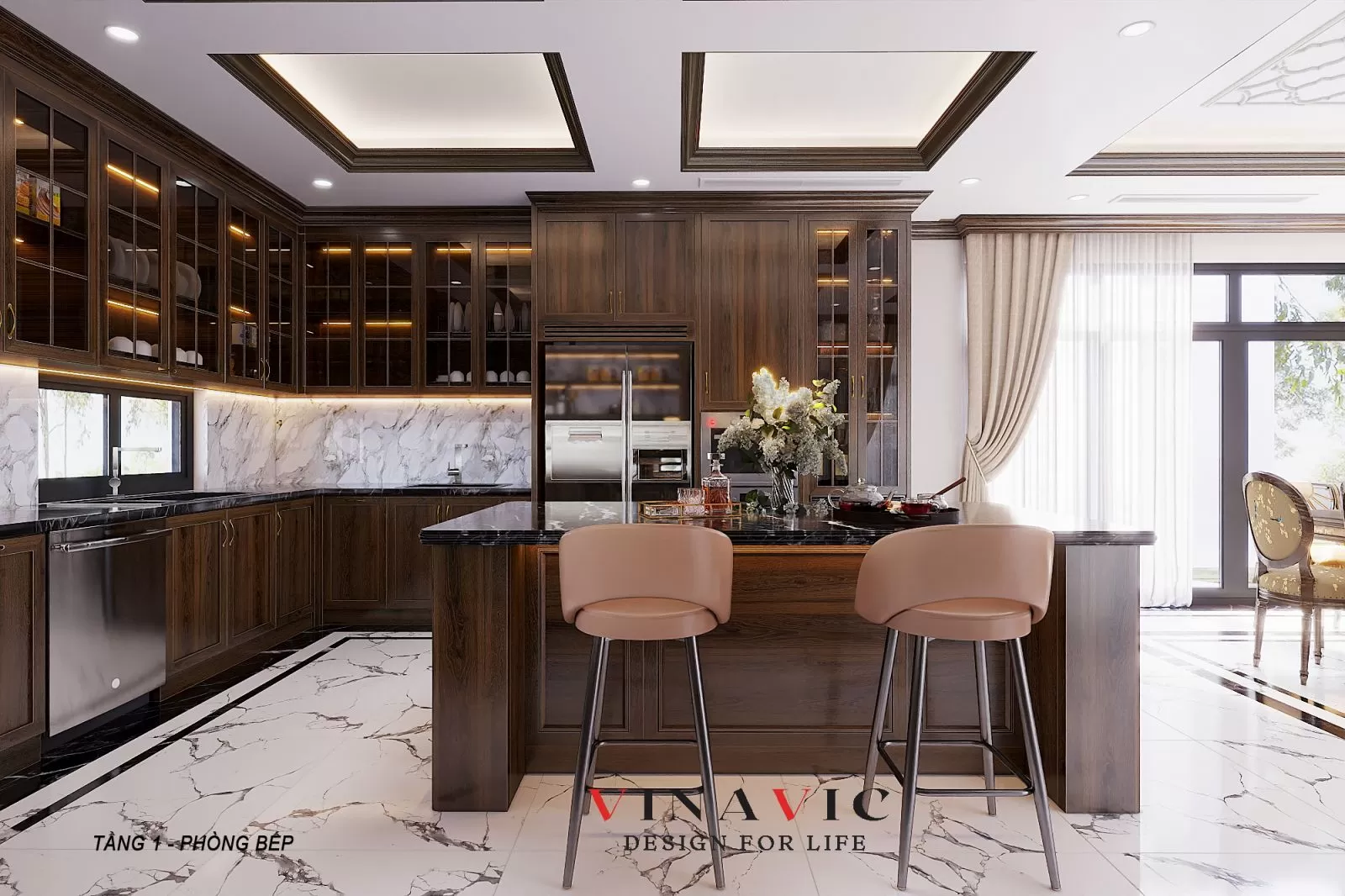 Kết hợp quầy bar mini tạo điểm nhấn