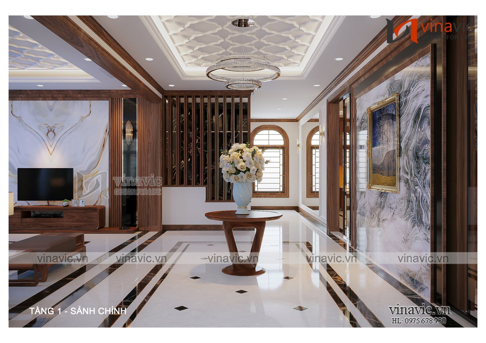 Thiết kế nội thất biệt thự hiện đại 2 mặt tiền (CĐT: Mrs Liên - Nghệ An) NT2316