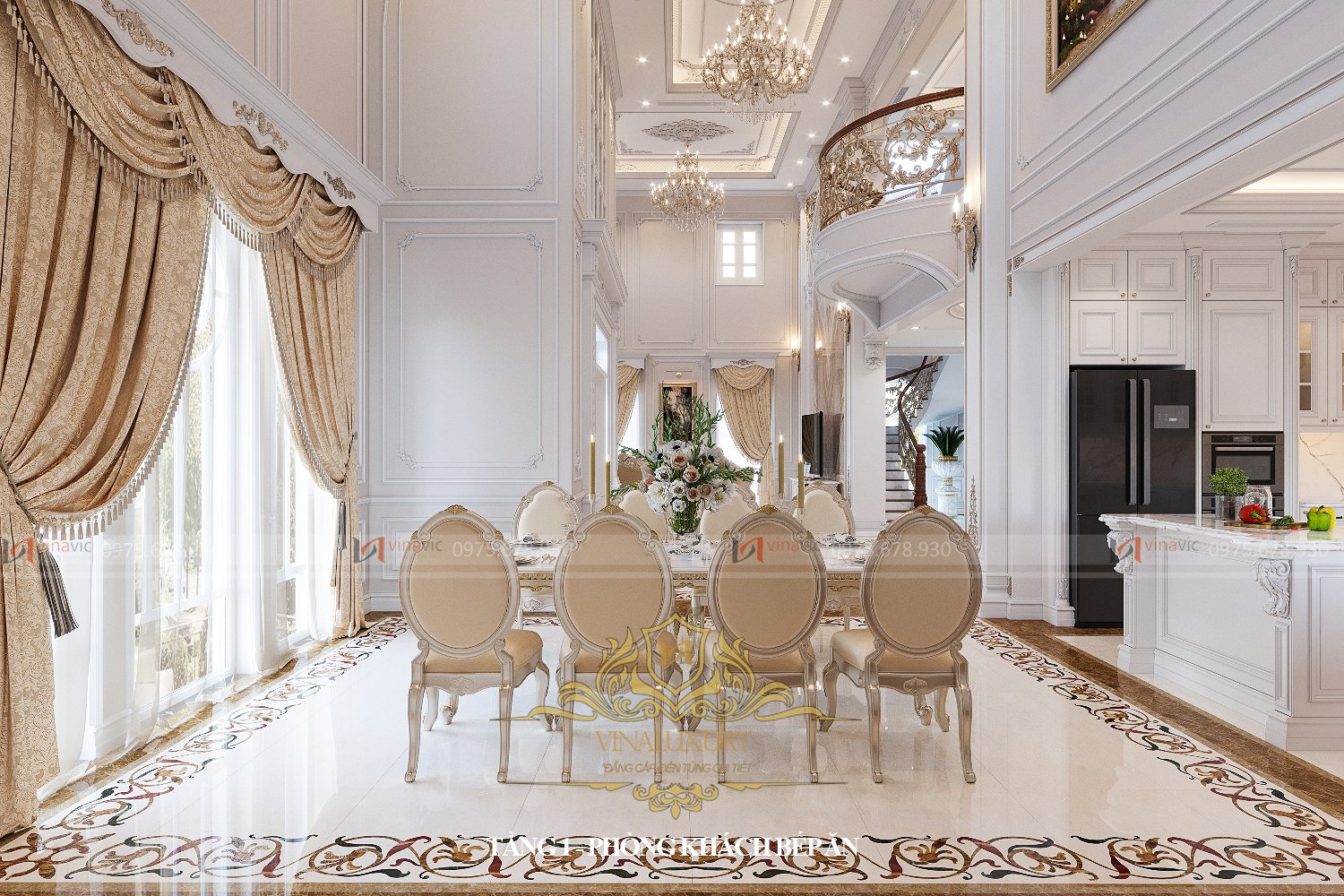 Nội thất biệt thự tân cổ điển 2 tầng 1 tum (CĐT: Mrs Dương - Hòa Bình) NT2318