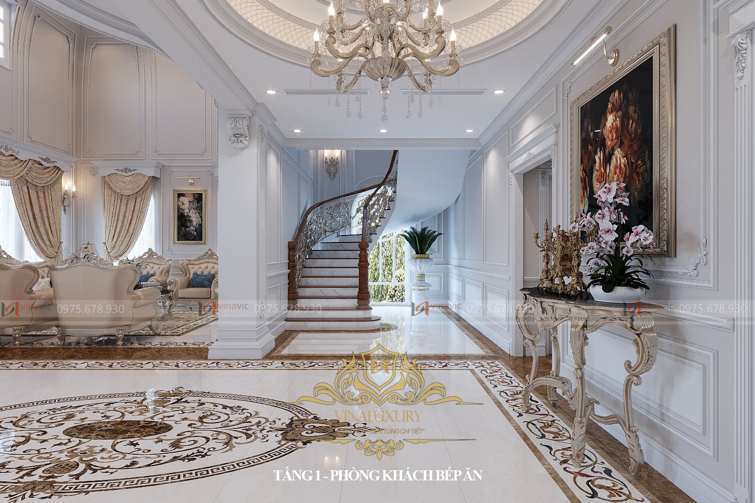 Nội thất biệt thự tân cổ điển 2 tầng 1 tum (CĐT: Mrs Dương - Hòa Bình) NT2318