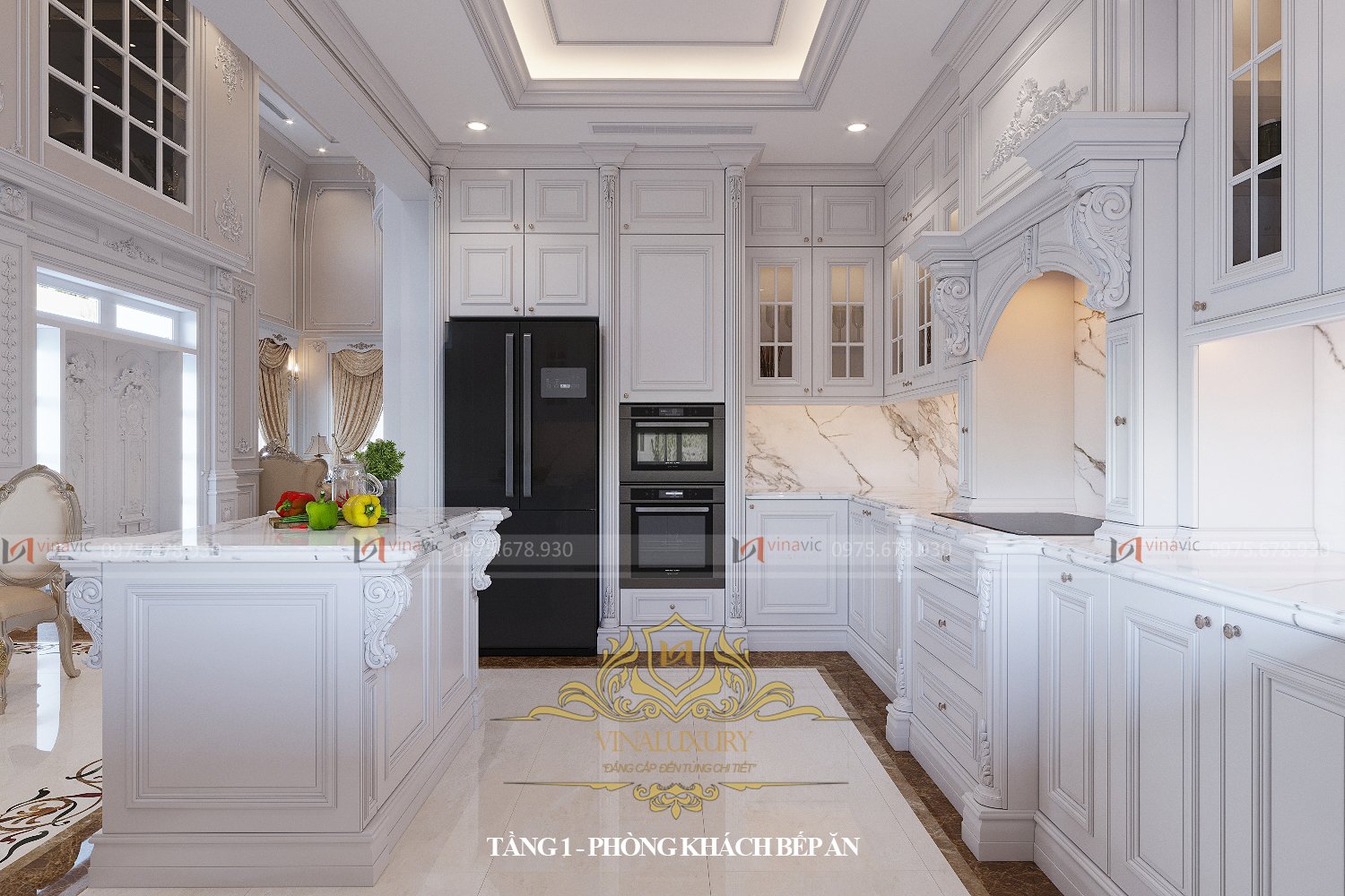 Nội thất biệt thự tân cổ điển 2 tầng 1 tum (CĐT: Mrs Dương - Hòa Bình) NT2318