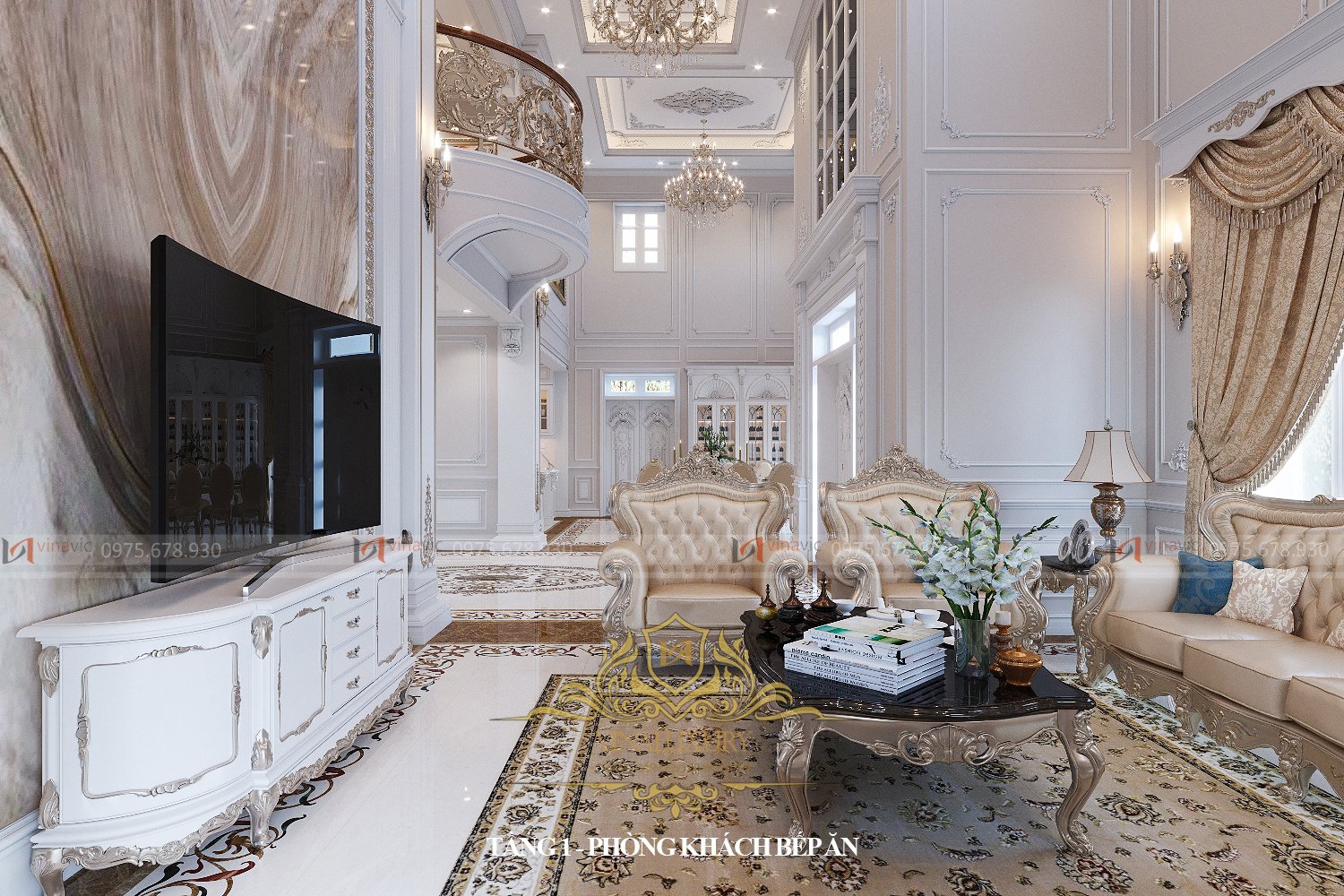 Nội thất biệt thự tân cổ điển 2 tầng 1 tum (CĐT: Mrs Dương - Hòa Bình) NT2318